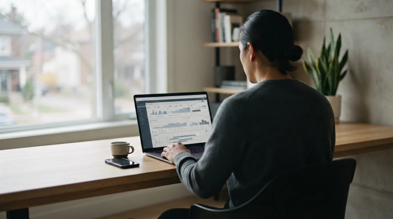 Sportler analysiert Wettoptionen mit 20-Euro-Budget am Laptop
