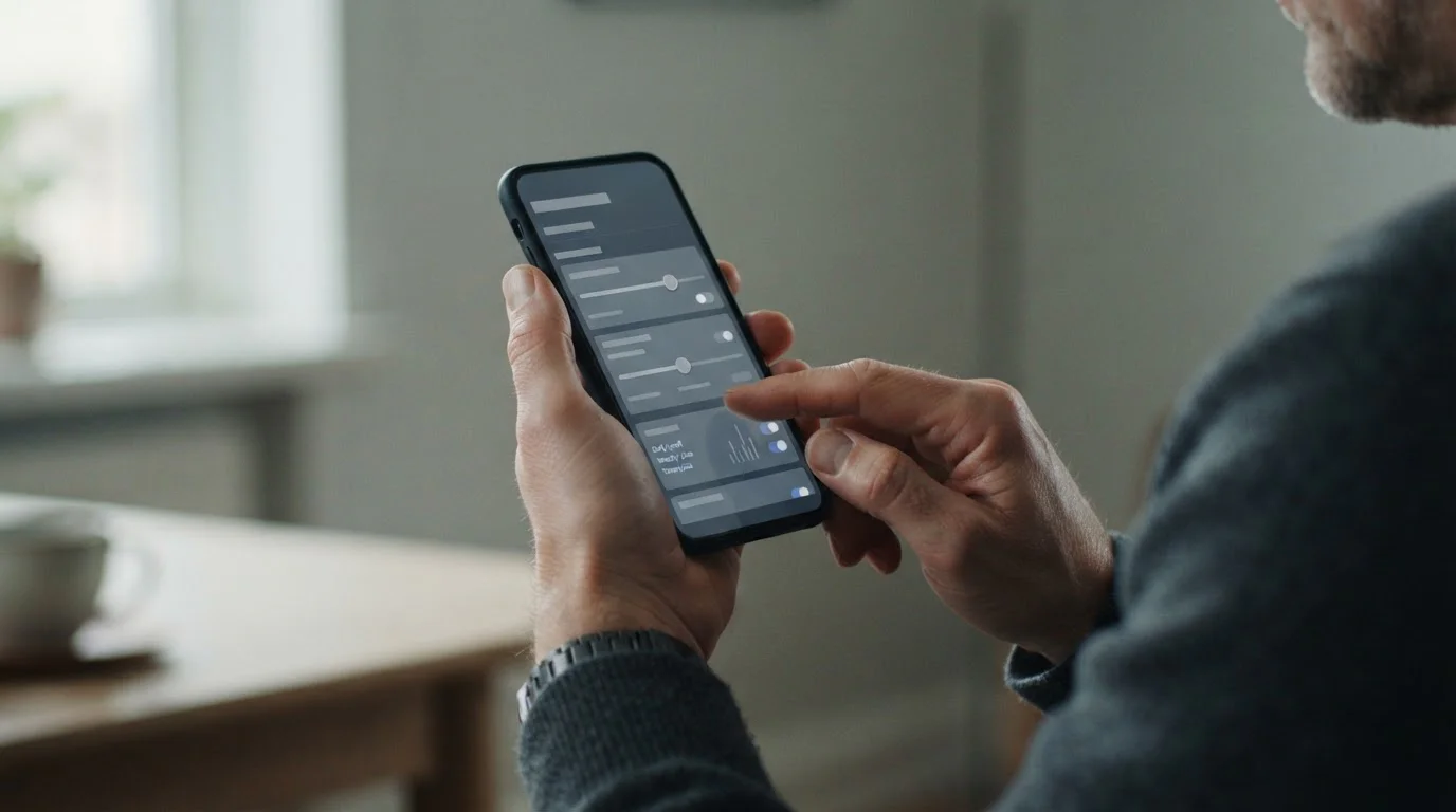Hand tippt auf Smartphone-Display mit Einstellungen für Einzahlungslimits