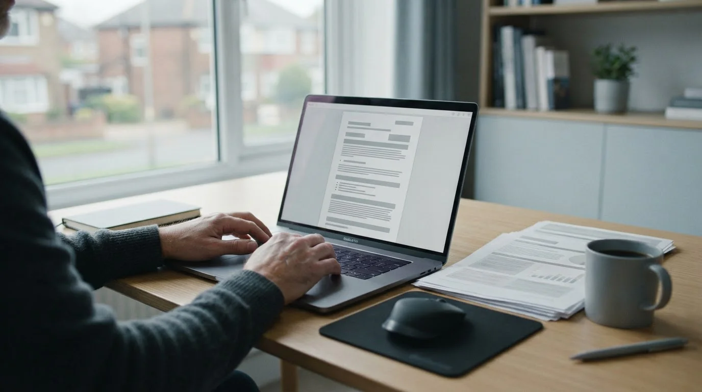 Regulierungsunterlagen und Laptop mit Lizenzinformationen