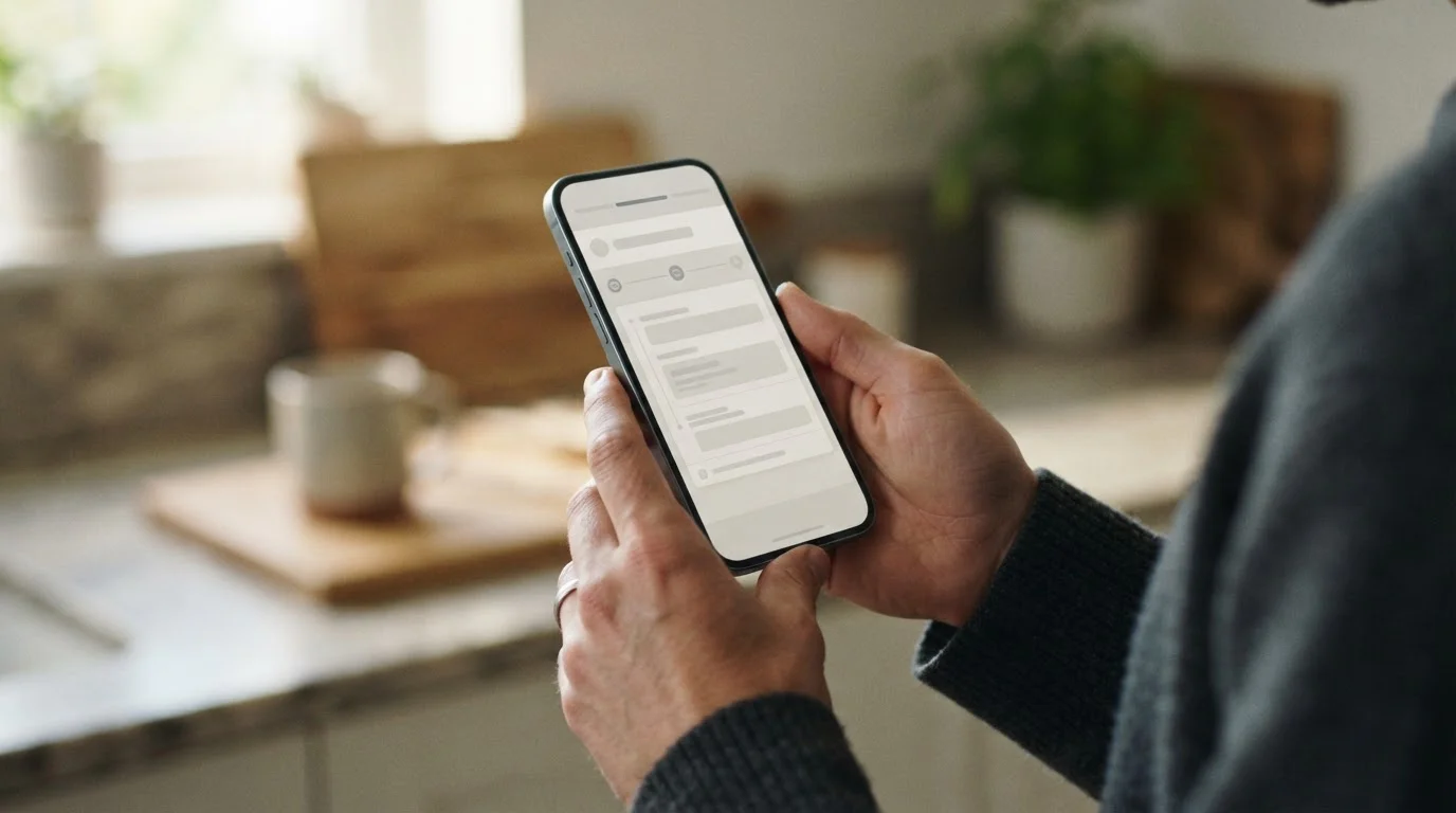 Nahaufnahme von Händen am Smartphone während eines digitalen Zahlungsvorgangs