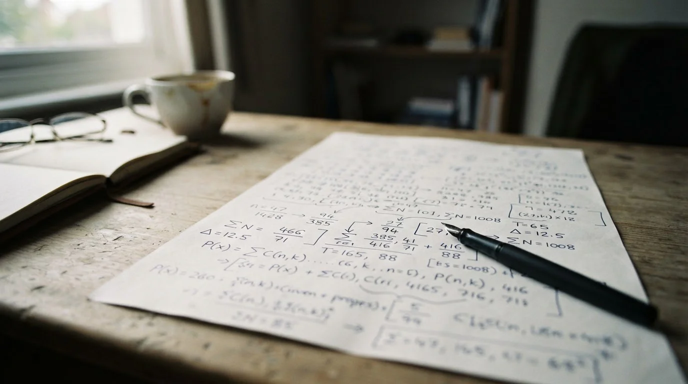 Handschriftliche Berechnungen zum Bonusumsatz auf Papier