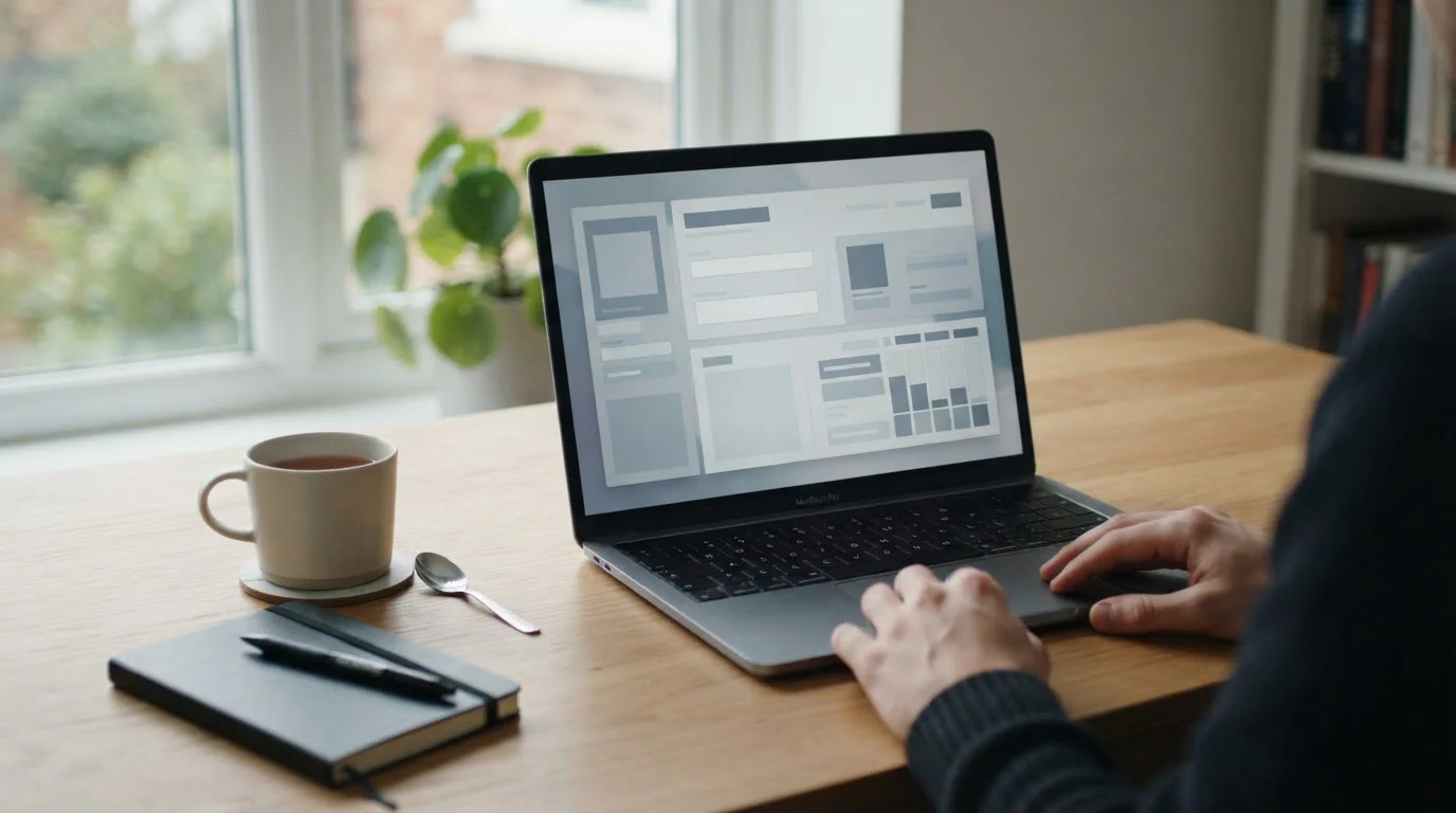 Neutraler Laptop-Bildschirm mit abstraktem Wett-Interface und minimaler Einzahlung