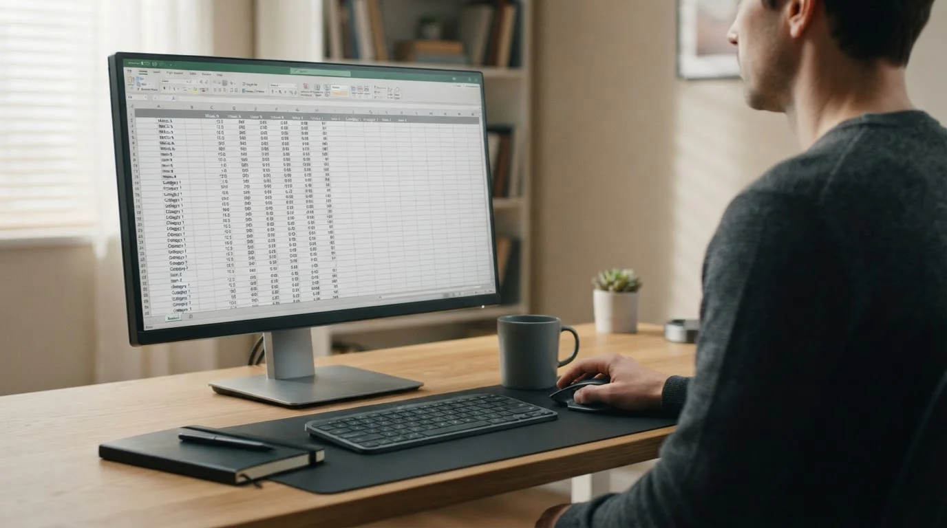 Arbeitsplatz mit Monitor, auf dem eine abstrakte Vergleichstabelle verschiedener Wettanbieter zu sehen ist