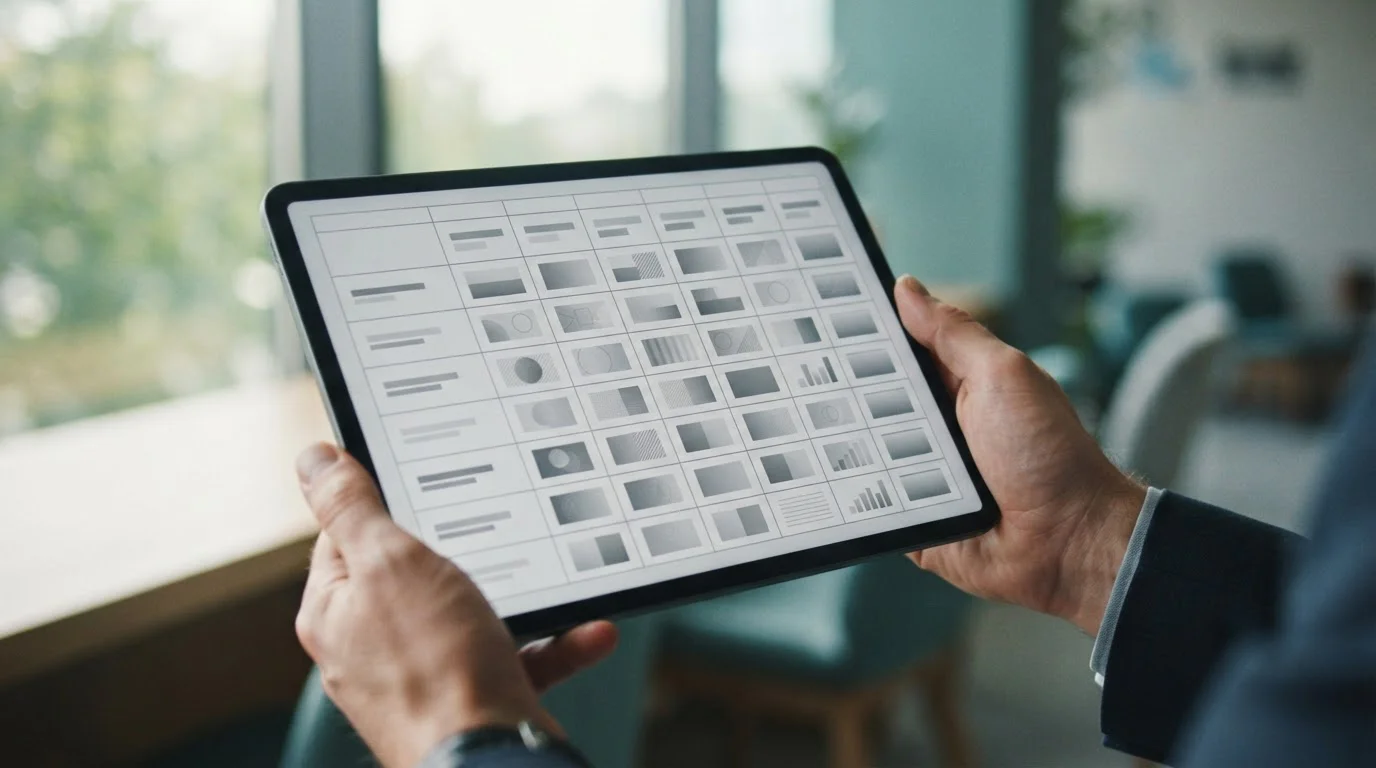 Strukturierter Vergleich verschiedener Wettplattformen auf Tablet-Bildschirm