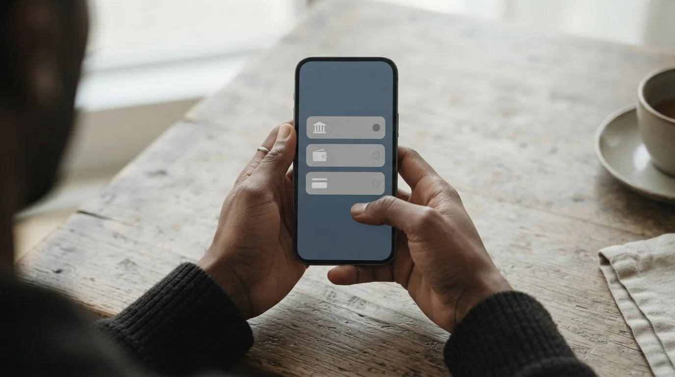 Auswahl der Zahlungsmethode für Mikroeinzahlungen auf dem Smartphone